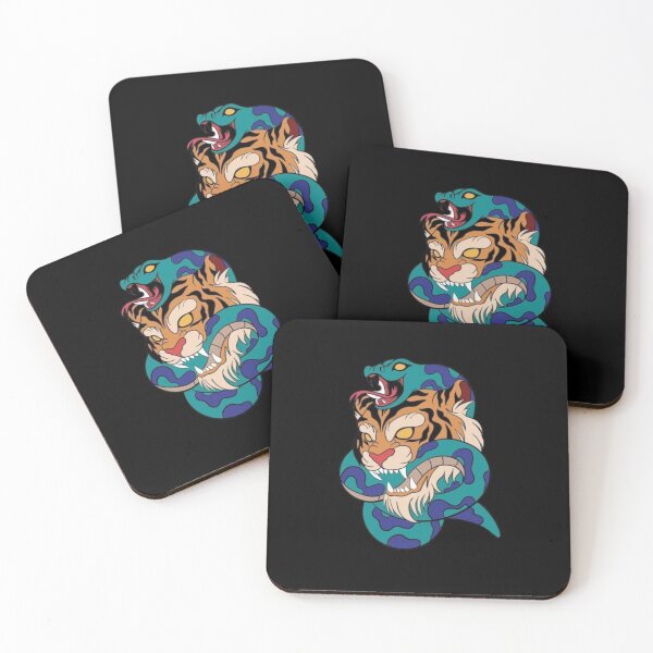 Item preview, Tiger and Serpent Fusion Tattoo Design – Bold Japanese-Inspired Vector Art designed and sold by PrismPulseApp.