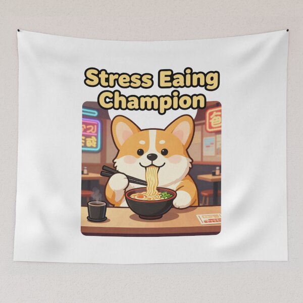 Item preview, Stress Eating Champion Funny Corgi Ramen Design designed and sold by GoldenPaw Society.