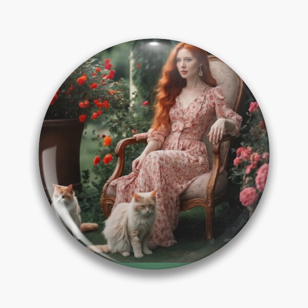 Item preview, Rose Garden Reverie – Redhead Girl and Fluffy Cats designed and sold by UmSkelig834.