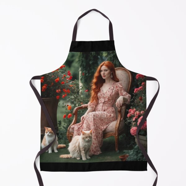 Item preview, Rose Garden Reverie – Redhead Girl and Fluffy Cats designed and sold by UmSkelig834.