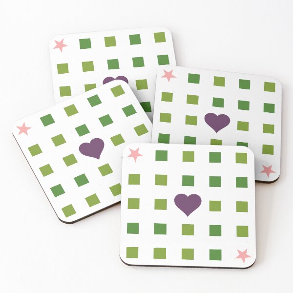 Item preview, Green Grid with Purple Heart and Pink Stars  designed and sold by katherine montalto.