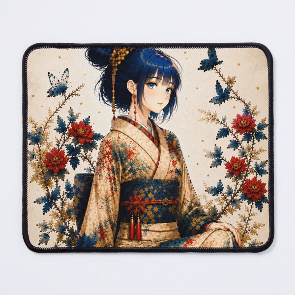 Item preview, Blue Chrysanthemum Maiden | Japanese Fantasy Art designed and sold by KawaiiLabo.