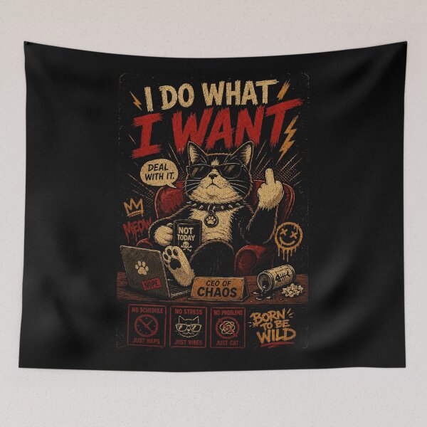 Item preview, Rebellious Cat Lounge Art with Chaos Energy and Attitude designed and sold by Modaozushi216.