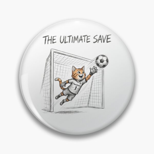 Item preview, The Ultimate Save Cute Cat Goalkeeper Soccer Illustration designed and sold by TaiwanMemory.