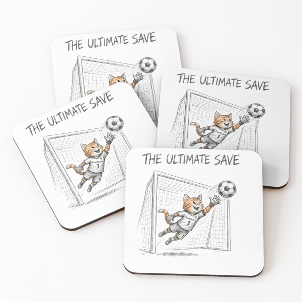 Item preview, The Ultimate Save Cute Cat Goalkeeper Soccer Illustration designed and sold by TaiwanMemory.