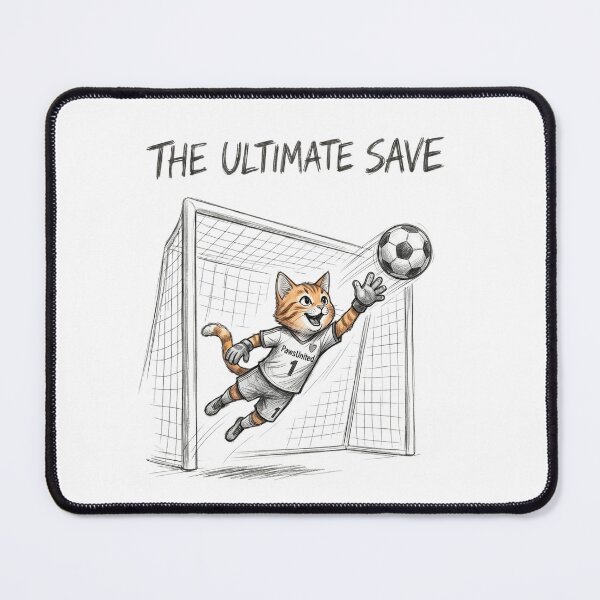 Item preview, The Ultimate Save Cute Cat Goalkeeper Soccer Illustration designed and sold by TaiwanMemory.