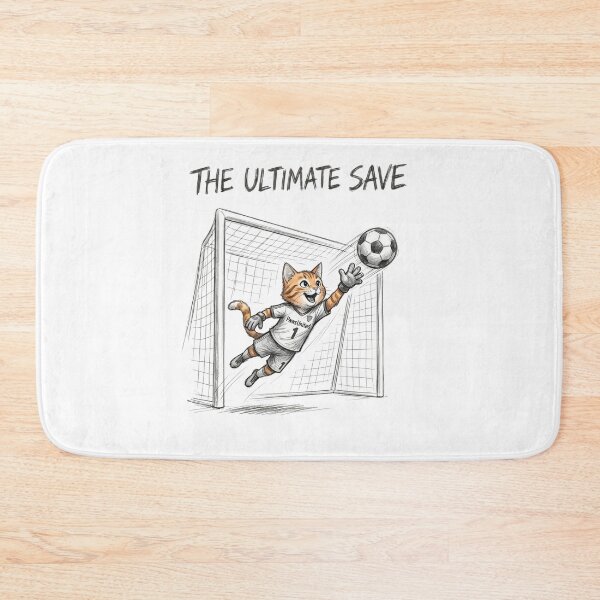 Item preview, The Ultimate Save Cute Cat Goalkeeper Soccer Illustration designed and sold by TaiwanMemory.