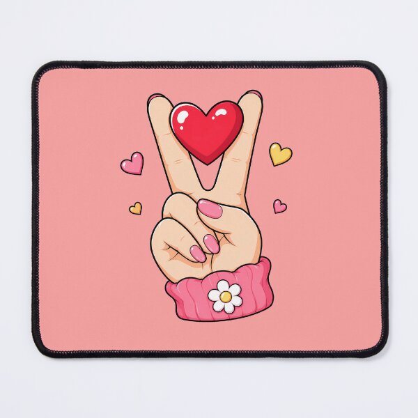 Item preview, Pink Hand Peace Sign Holding Red Heart designed and sold by ArtMassive.