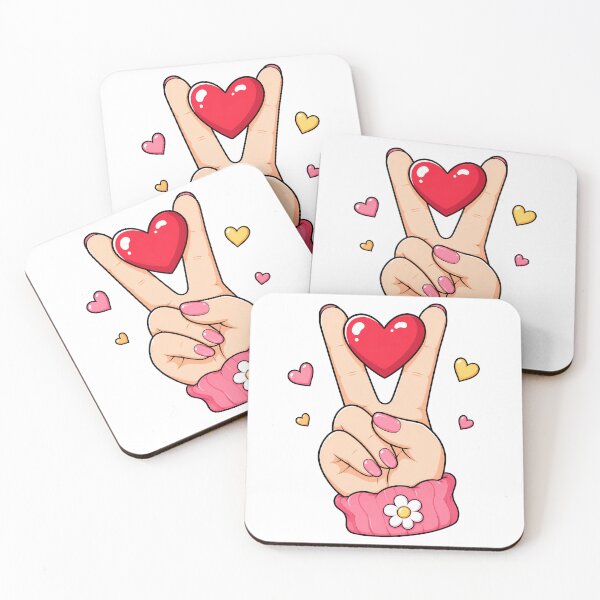 Item preview, Pink Hand Peace Sign Holding Red Heart designed and sold by ArtMassive.