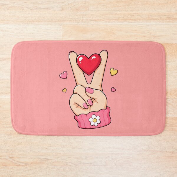 Item preview, Pink Hand Peace Sign Holding Red Heart designed and sold by ArtMassive.