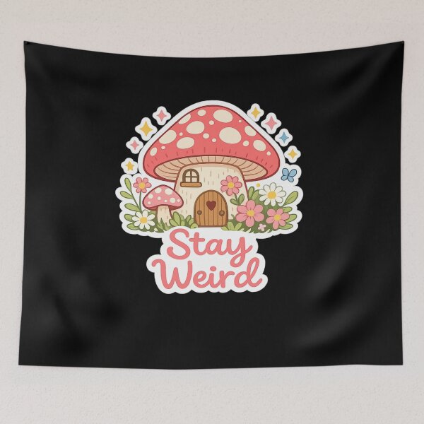 Item preview, Stay Weird Mushroom House Cottagecore Fairy Garden Sticker designed and sold by Oddifys.