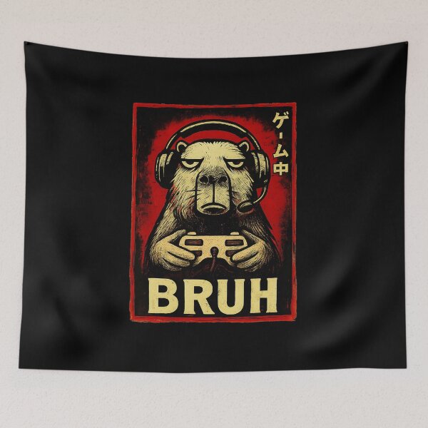 Item preview, Capybara Gamer Bruh Vintage Poster Style With Headset Controller designed and sold by FGTV2021.