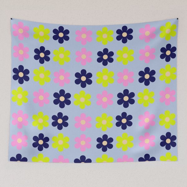 Item preview, electric garden // navy & neon retro floral pattern designed and sold by Creativ_Design.