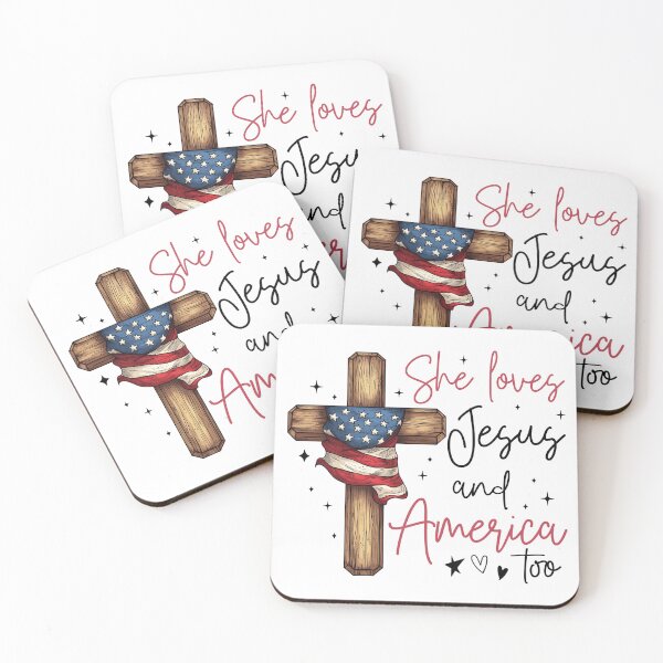 Item preview, She Loves Jesus and America Too Christian Patriotic designed and sold by ShopVelona.