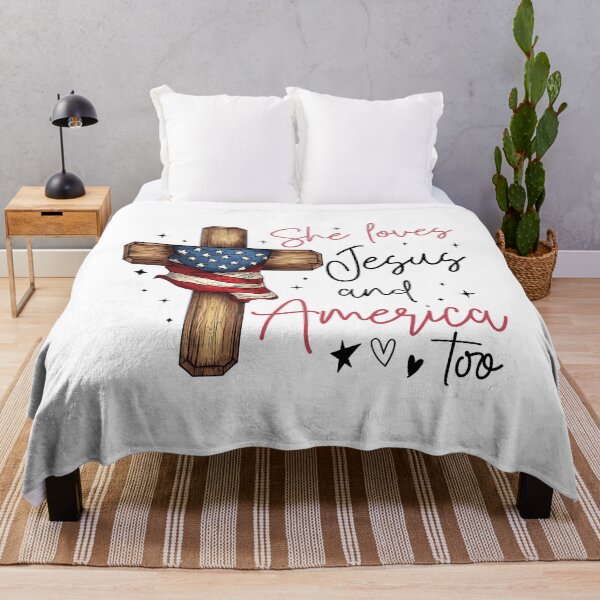 Item preview, She Loves Jesus and America Too Christian Patriotic designed and sold by ShopVelona.