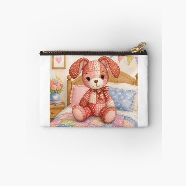 Item preview, Red Patchwork Dog on Cozy Bed designed and sold by Shelley Loewnau-Jones Studio.