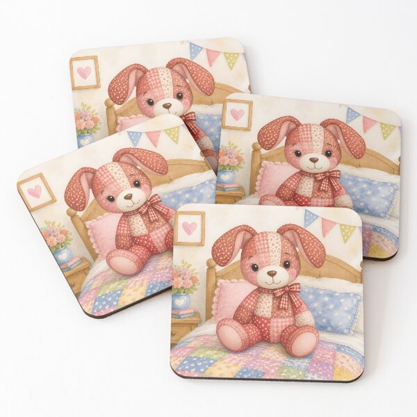 Item preview, Red Patchwork Dog on Cozy Bed designed and sold by Shelley Loewnau-Jones Studio.