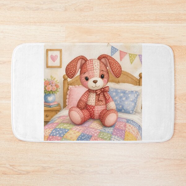 Item preview, Red Patchwork Dog on Cozy Bed designed and sold by Shelley Loewnau-Jones Studio.