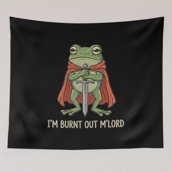 Item preview, Im Burnt Out M Lord Funny Frog Knight Embroidery Style  designed and sold by AdyKurniawan.