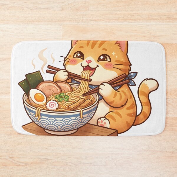 Item preview, Orange Cat Eating Ramen designed and sold by umiinuraa.