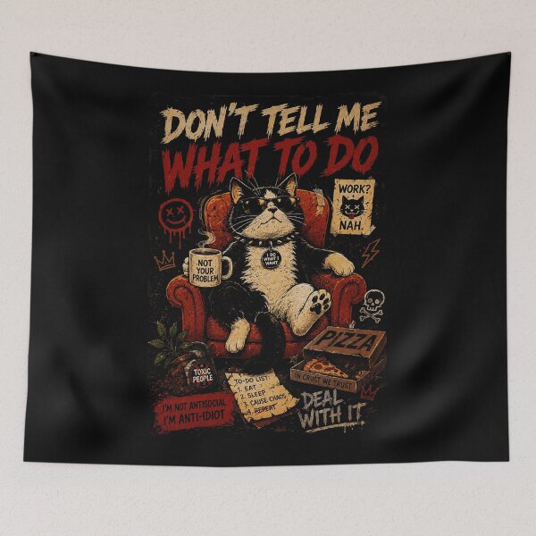 Item preview, Funny Boss Cat Attitude with Pizza and Zero Rules designed and sold by Modaozushi216.