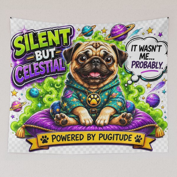 Item preview, Silent But Celestial | Powered By Pugitude Funny Pug Shirt designed and sold by highvibz72.