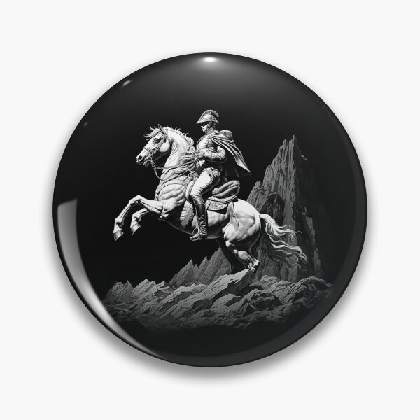 Item preview, Black and White Napoleon Riding Horse Mountain Art designed and sold by inkoutninja.