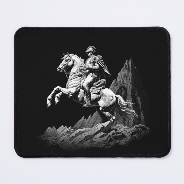 Item preview, Black and White Napoleon Riding Horse Mountain Art designed and sold by inkoutninja.