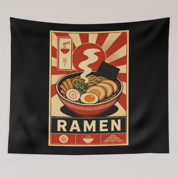 Item preview, Retro Ramen Bowl Japanese Food Poster Vintage Kitchen designed and sold by ferminhays.