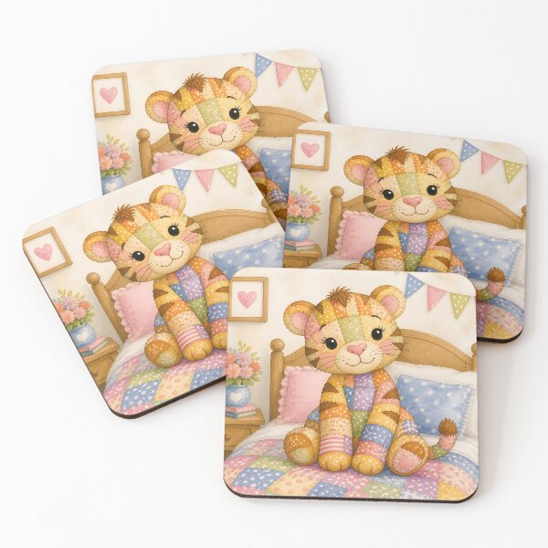 Item preview, Adorable Patchwork Tiger on Bed designed and sold by Shelley Loewnau-Jones Studio.