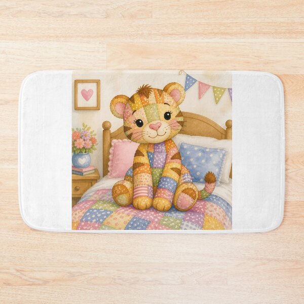 Item preview, Adorable Patchwork Tiger on Bed designed and sold by Shelley Loewnau-Jones Studio.