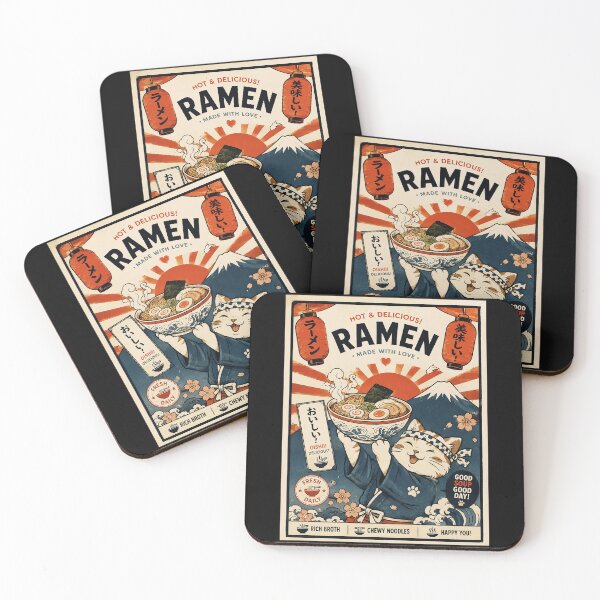 Item preview, Happy Ramen Day Kawaii Cat Vintage Japanese Food Poster designed and sold by eliramaison.