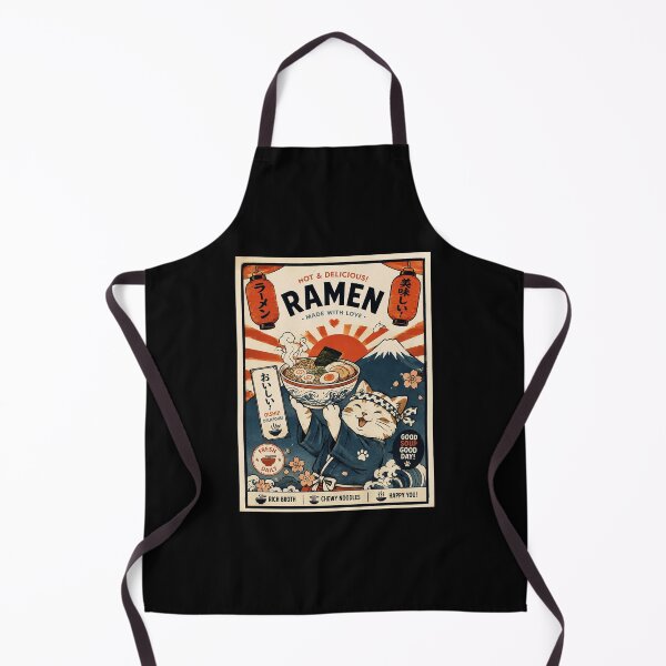 Item preview, Happy Ramen Day Kawaii Cat Vintage Japanese Food Poster designed and sold by eliramaison.