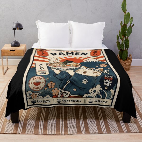 Item preview, Happy Ramen Day Kawaii Cat Vintage Japanese Food Poster designed and sold by eliramaison.