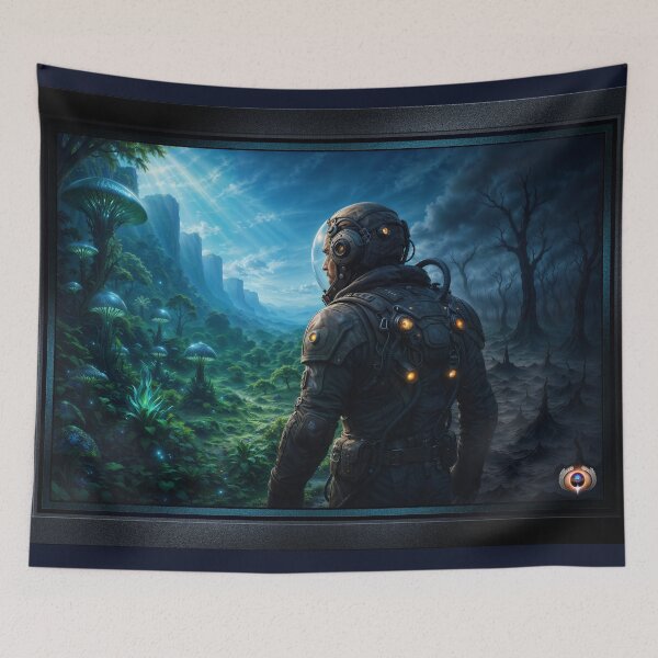 Item preview, A Space Explorer At The Edge Of An Alien Expanse Luminous AI Concept Art by Xzendor7 designed and sold by Xzendor7 Digital Art Creations.