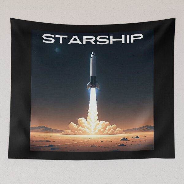 Item preview, SpaceX Starship Rocket Launch | Mars Mission Space Exploration Design designed and sold by TEEJAMBOREE.