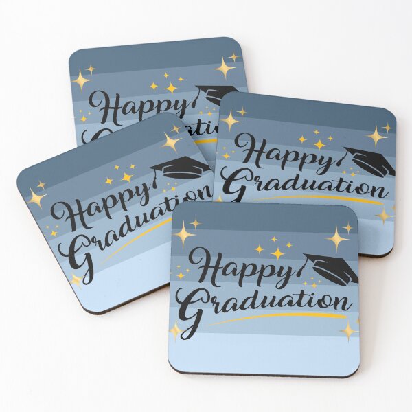 Item preview, Elegant Blue Gradient Happy Graduation Template with Gold Stars designed and sold by VibranPalette.