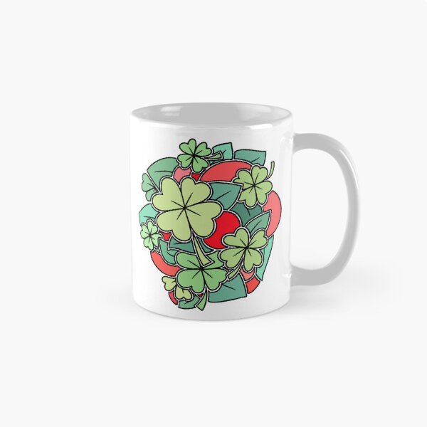 Item preview, Four Leaf Clover and Red Abstract Leaves Pattern designed and sold by ubborn.