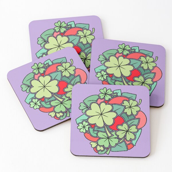 Item preview, Four Leaf Clover and Red Abstract Leaves Pattern designed and sold by ubborn.