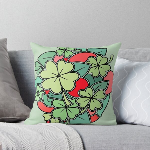 Item preview, Four Leaf Clover and Red Abstract Leaves Pattern designed and sold by ubborn.