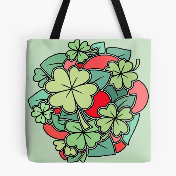 Item preview, Four Leaf Clover and Red Abstract Leaves Pattern designed and sold by ubborn.