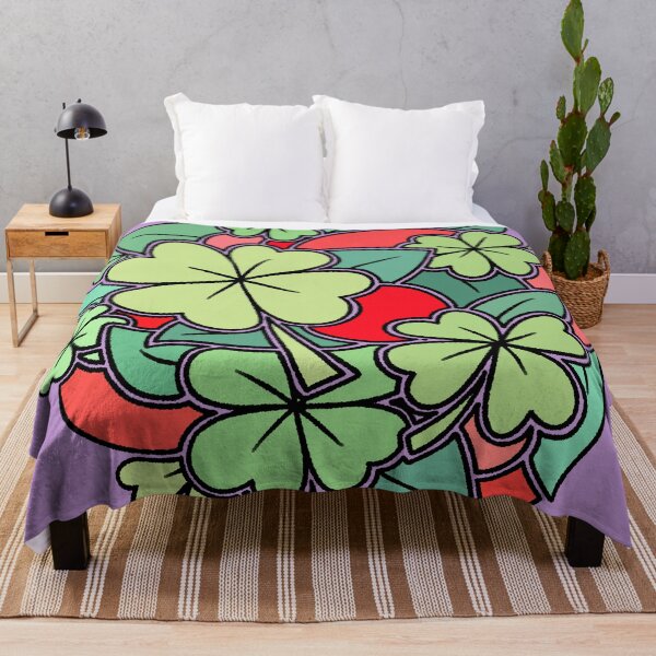 Item preview, Four Leaf Clover and Red Abstract Leaves Pattern designed and sold by ubborn.