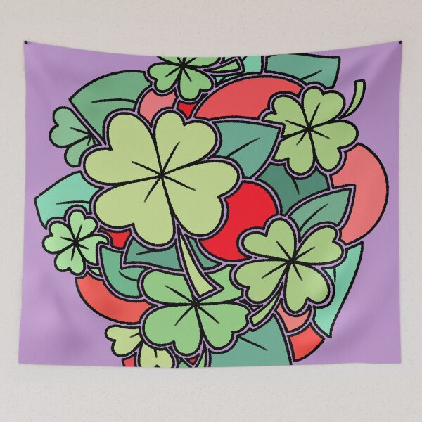 Item preview, Four Leaf Clover and Red Abstract Leaves Pattern designed and sold by ubborn.