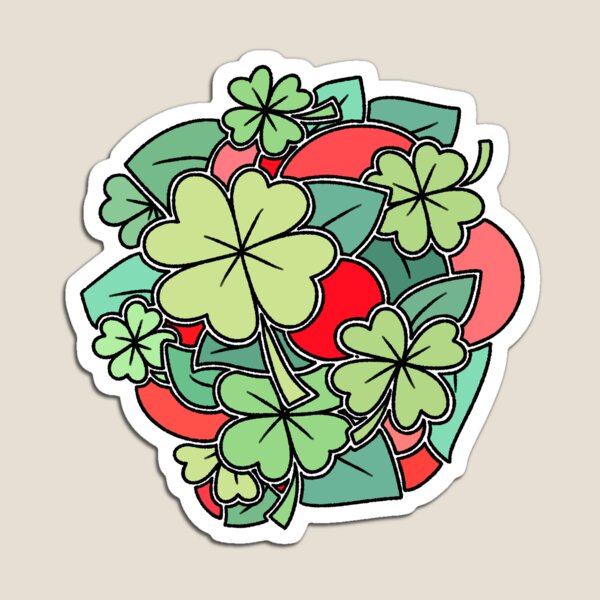Item preview, Four Leaf Clover and Red Abstract Leaves Pattern designed and sold by ubborn.