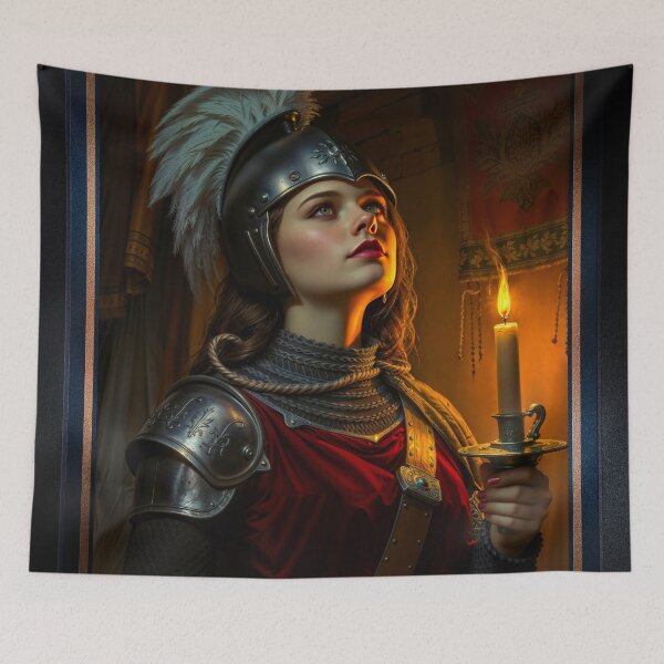 Item preview, Portrait Of Faith And Flame, Joan Of Arc By Candlelight Radiant AI Concept Art by Xzendor7 designed and sold by Xzendor7 Digital Art Creations.
