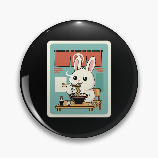Item preview, Cute Bunny Eating Ramen Cozy Kawaii Food Illustration Scene designed and sold by JordynLadukeg65.