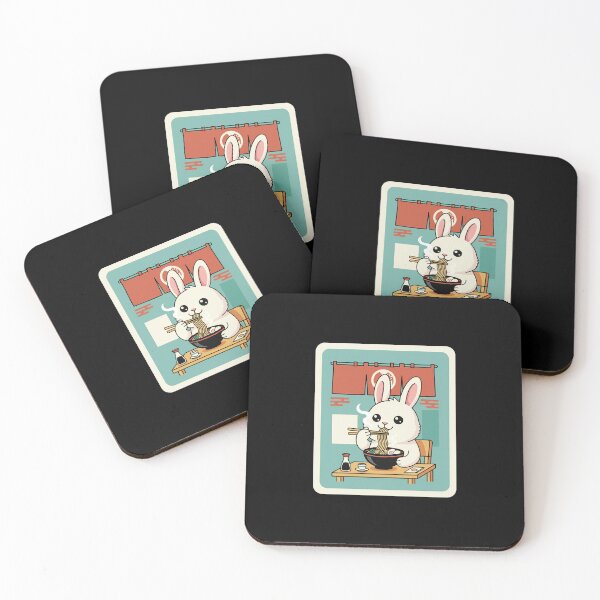 Item preview, Cute Bunny Eating Ramen Cozy Kawaii Food Illustration Scene designed and sold by JordynLadukeg65.