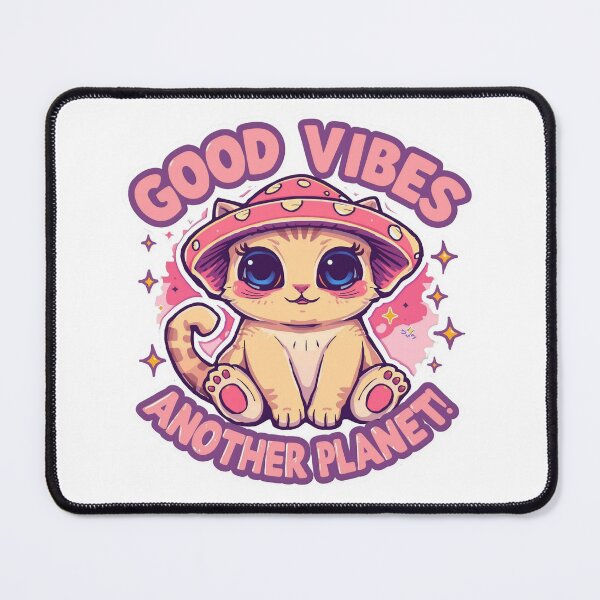 Item preview, Good Vibes From Another Planet Cat Shirt, Cute Alien Cat Tee, Kawaii Psychedelic Cat, Funny Pet Lover Gift designed and sold by JaiSoftStudio.