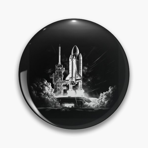 Item preview, Black and White Space Shuttle Launch Dramatic Rocket Art designed and sold by inkoutninja.