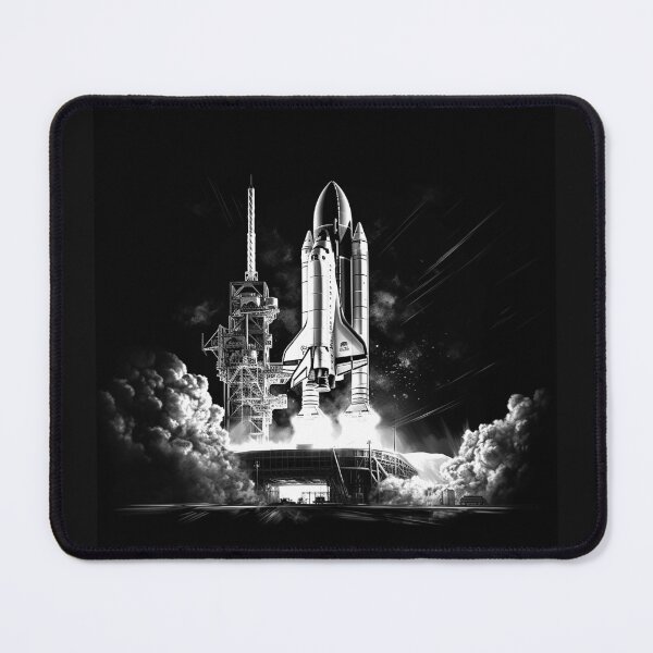 Item preview, Black and White Space Shuttle Launch Dramatic Rocket Art designed and sold by inkoutninja.
